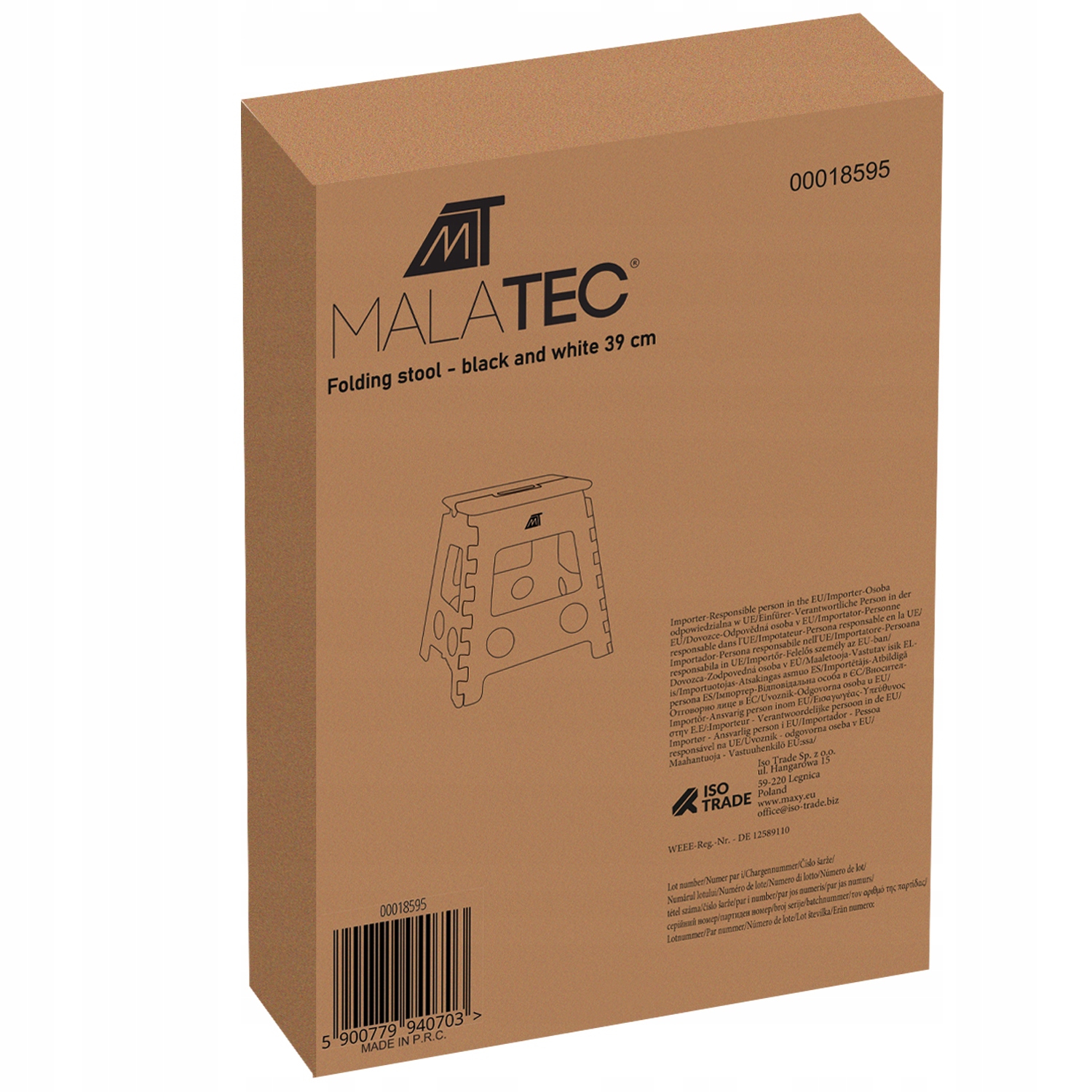 Taboret Składany Duży Stołek Krzesło Składane Wytrzymałe Rozkładany 39cm EAN (GTIN) 5900779940703