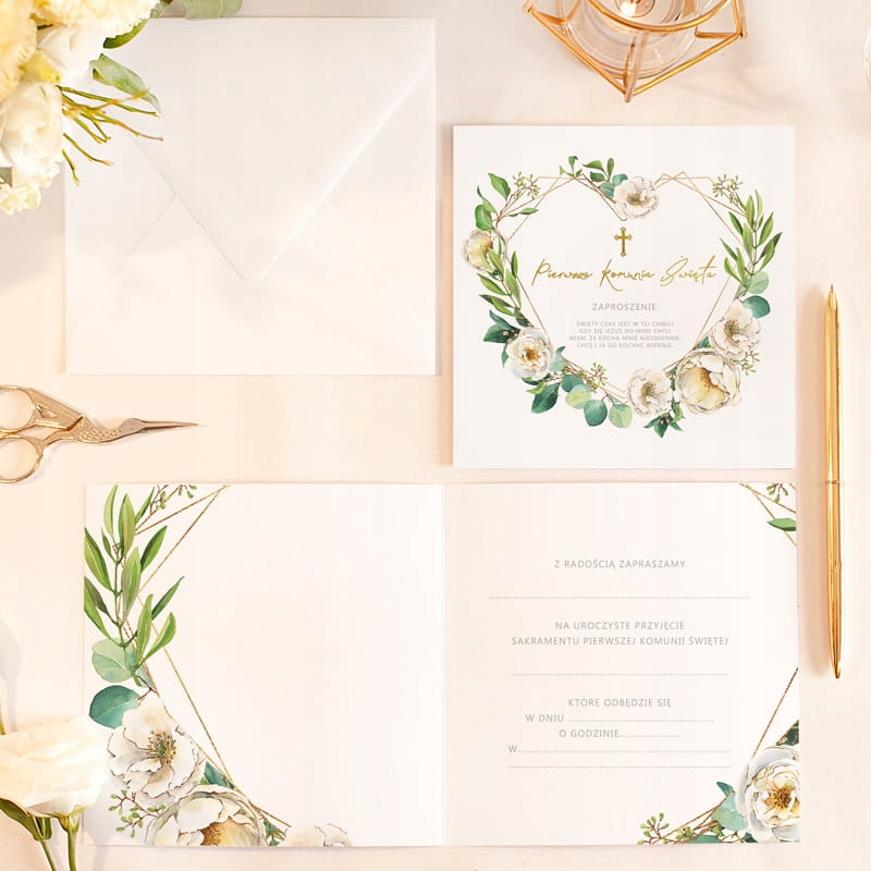 ZAPROSZENIA uniwersalne na komunię Geometryczne Marka inna