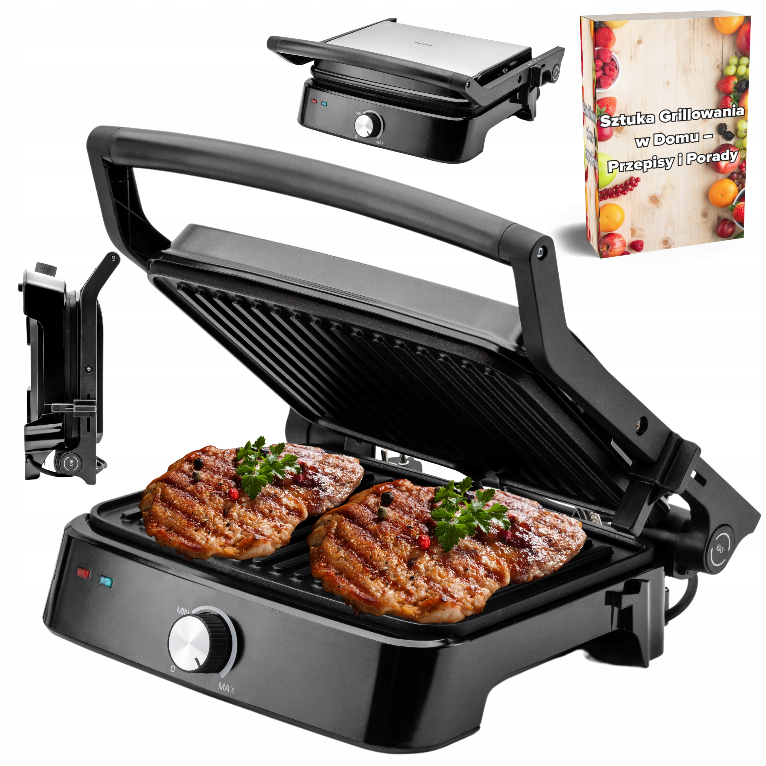 Elektrický Gril Regulace Teploty Rozkládací Toustovač Výkonný 2000W Ebook