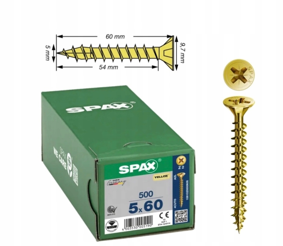 Univerzální šroub na dřevo yello-x (zlatý) spax 5 x 60 mm 500 ks