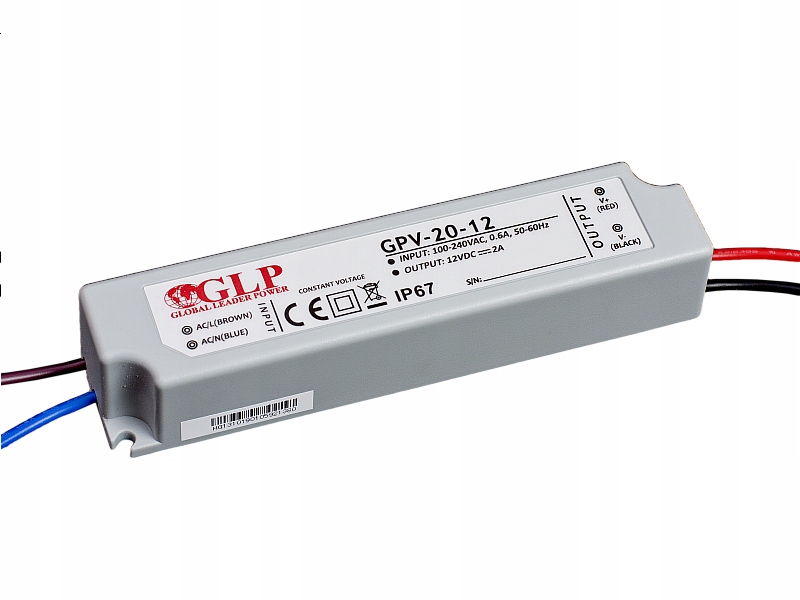 Zasilacz 12V/2A, CV, IP67 plastic, LED Typ zasilacz