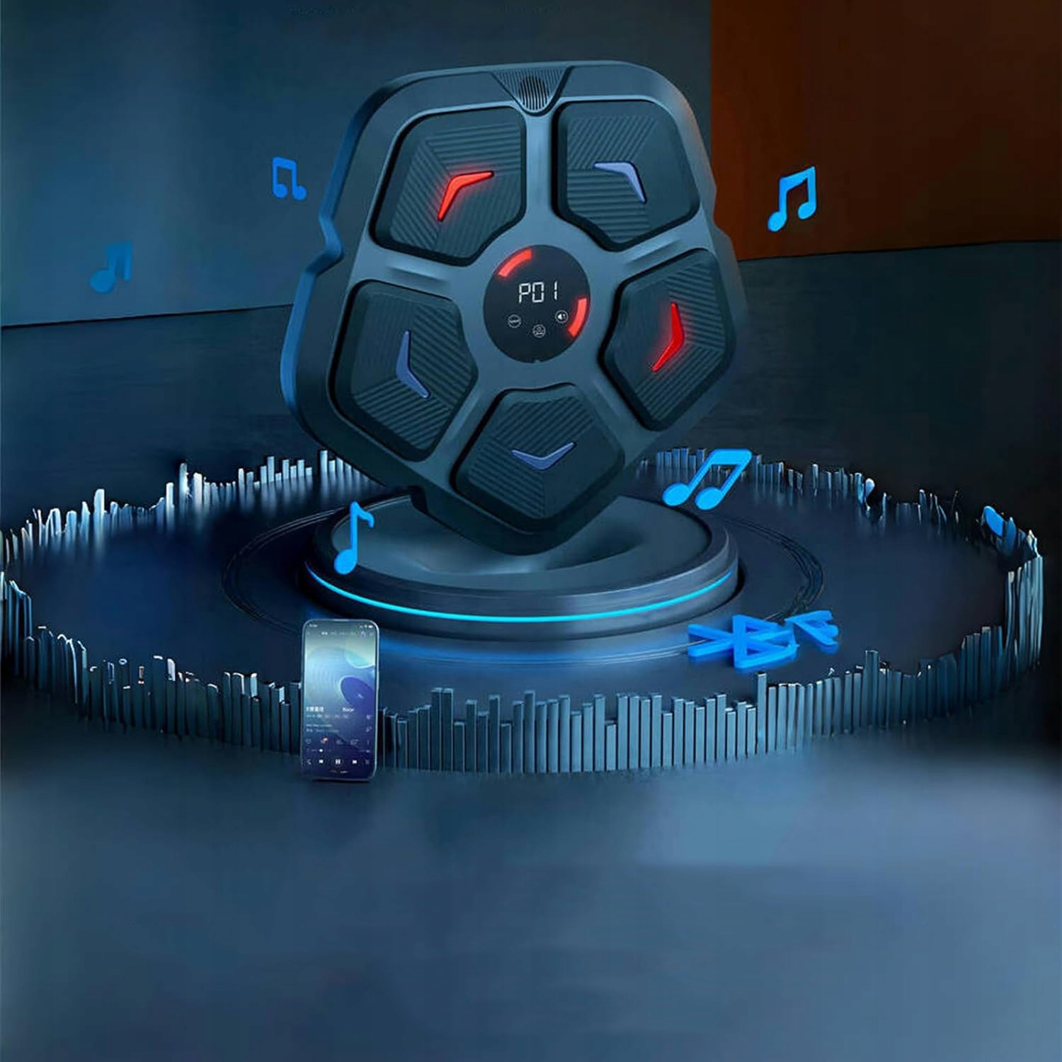 MASZYNA BOKSERSKA MUZYKI, SPRZĘT DO TRENINGU BOKSU, PODKŁADKA BOKSERSKA LED Długość worka 41 cm