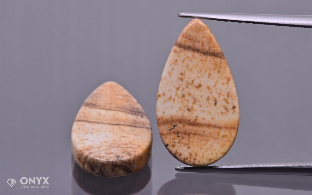 Jaspis Kalahari mělký Pár slza 17,5x10 mm