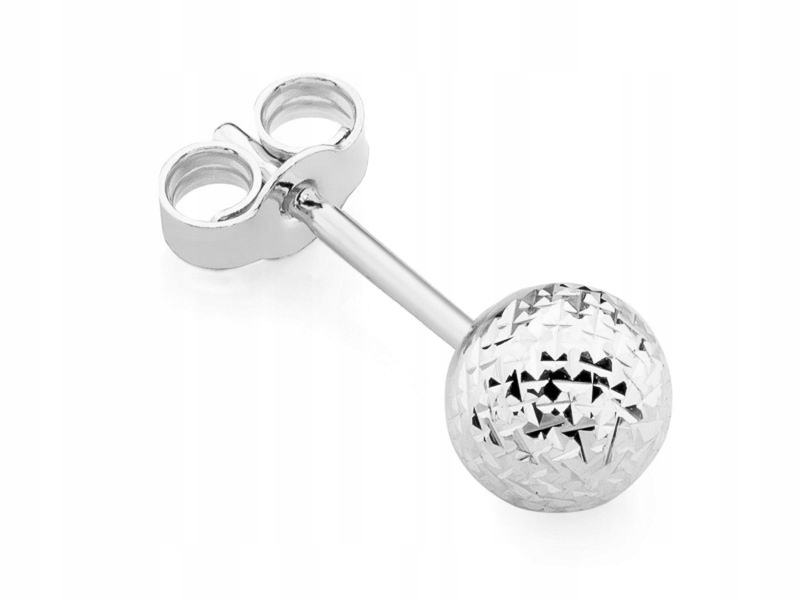 Bílo Zlatý Náušník Diamantový pr. 585 Kulička 5mm Na tyč 14k