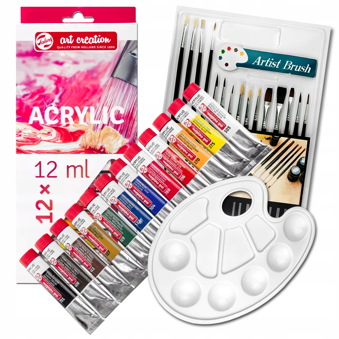 Malířská sada akrylové barvy, Štětce, Talens