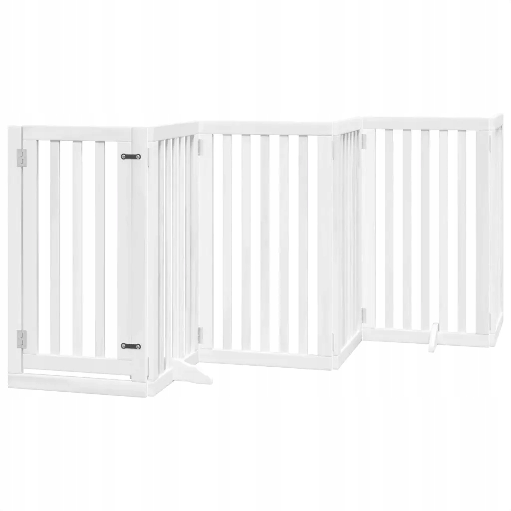 Levně vidaXL Skládací branka pro psa, s dveřmi, 6 panelů, bílá, 300 cm