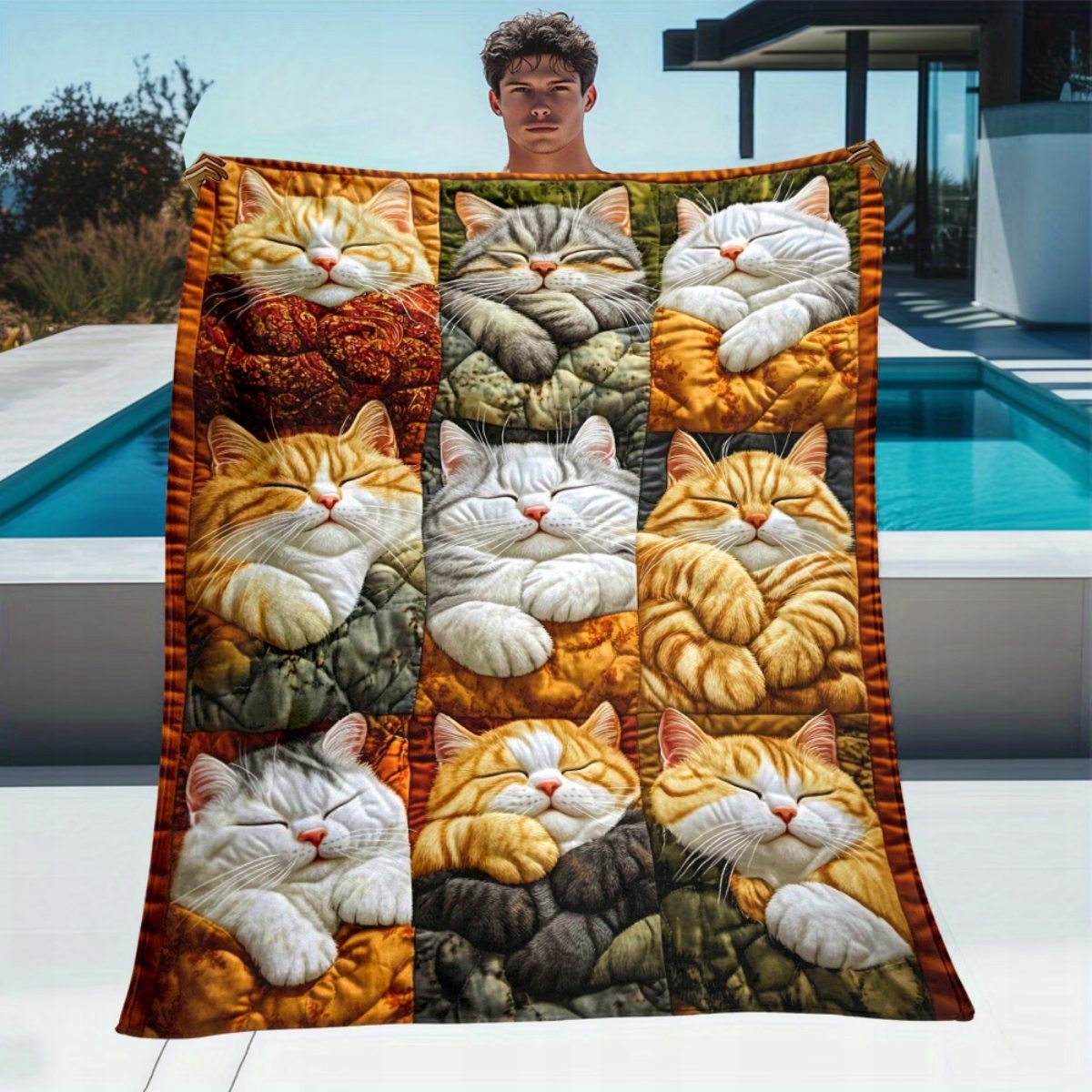 Deka deka barevná přehoz Kočky kočka kočičky koláž ala patchwork 150x200 cm