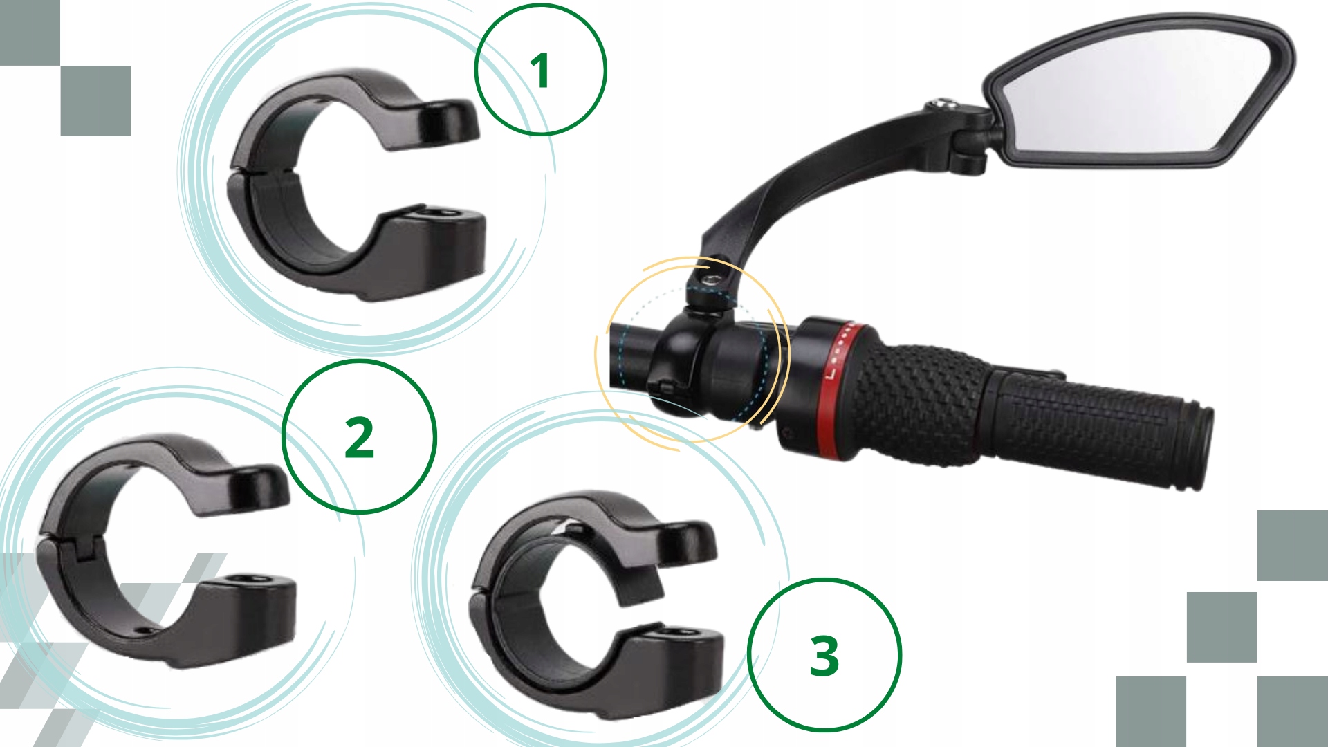 LUSTERKO DO ROWERU ROWEROWE WSTECZNE REGULOWANE PRAWE DORBA WIDOCZNOŚĆ BIG Waga 165 g