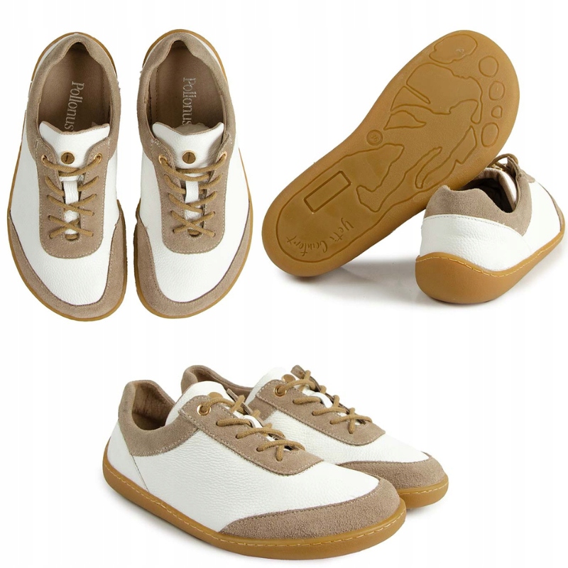 Pollonus 1769-004 Barefoot Bílo Béžové Kožené Tenisky Polobotky 39