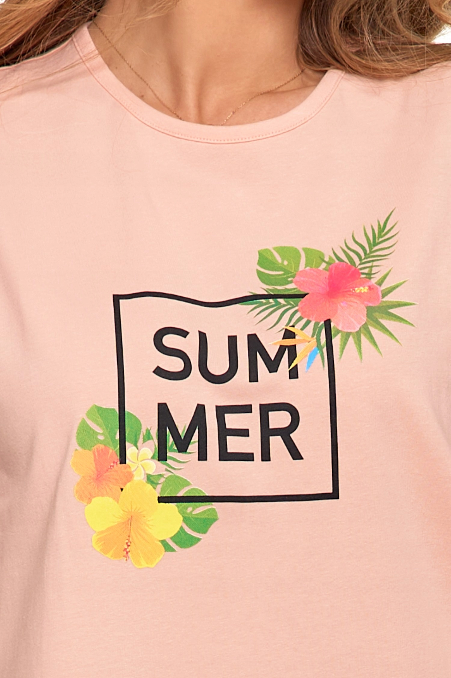 KOSZULKA DAMSKA T-SHIRT DLA NIEJ BAWEŁNA KOLOROWY NADRUK MORAJ L KORALOWY Marka Moraj