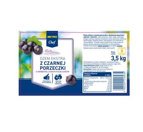 Levně Metro Chef Extra džem z černého rybízu 3,5 kg