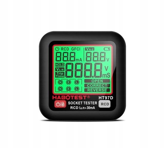 Tester síťových zásuvek Měření napětí Test Rcd LCD displej