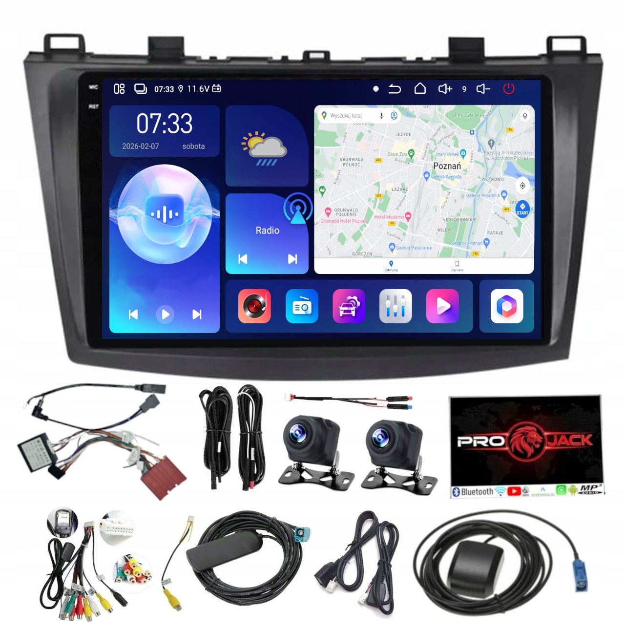 Rádio Gps Android Bt Mazda 3 2010-2013 Carplay Wifi Usb 128GB Modem Sim