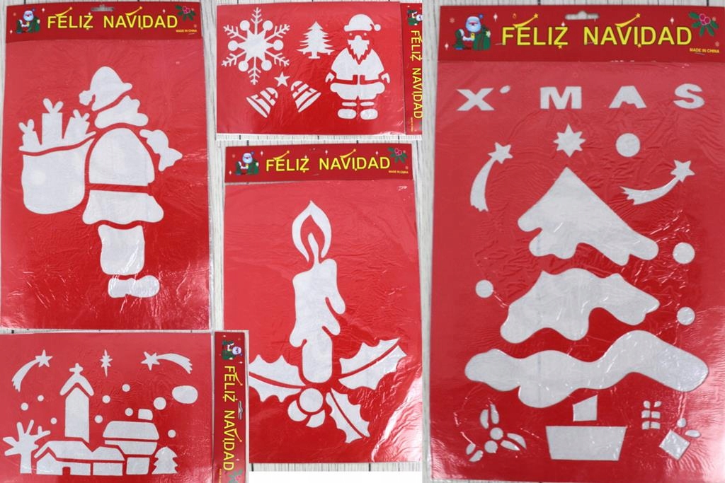 

2x Świąteczne Szablony Ozdoby Na Okno Szybę Śnieg