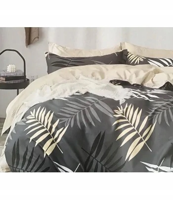 Pościel 160x200 Dwustronna Bawełna Satynowa Collection World Liście Paproć