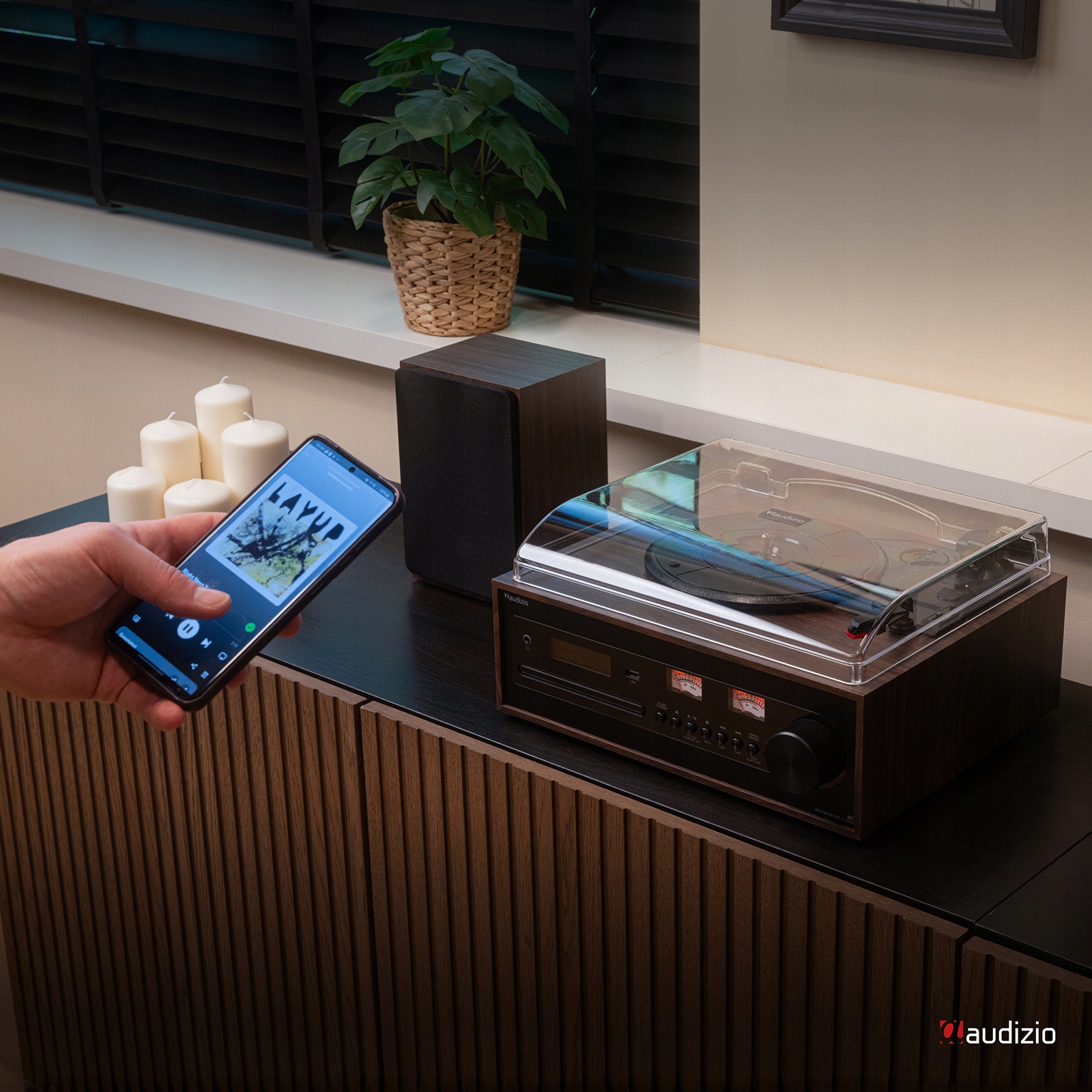 Gramofon retro Boston odtwarzacz CD USB radio DAB głośniki pilot Audizio Typ wkładki piezoelektryczna