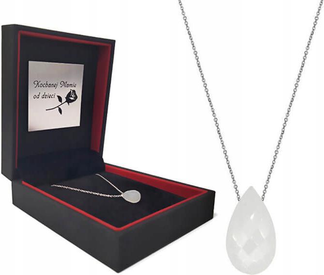 Stříbrný dámský náhrdelník 925 slza měsíční kámen přívěsek s řetízkem