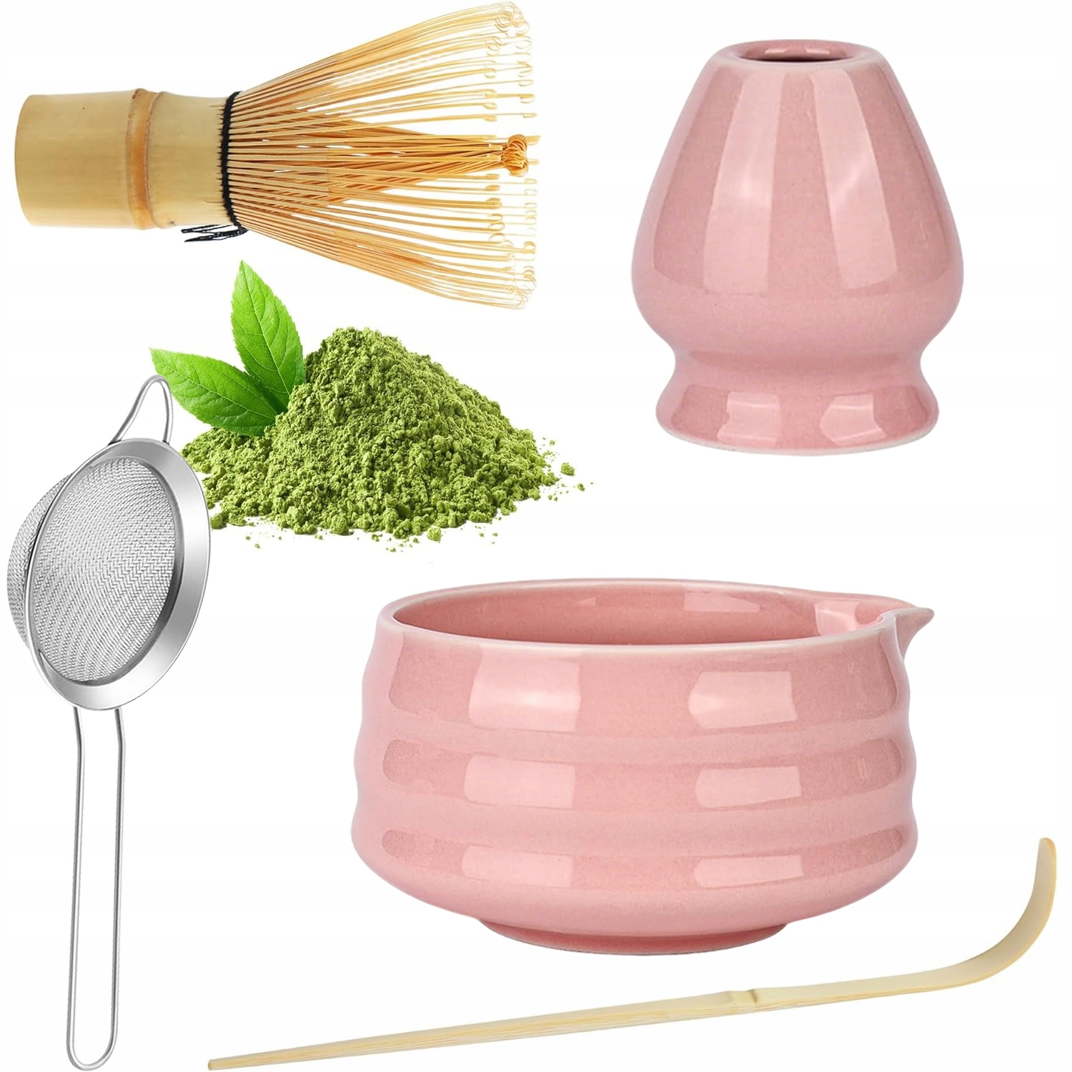 Zestaw Do Herbaty Matcha 5 Szt. Zestaw W Kolorze Różowy, Zestaw Do Herbaty