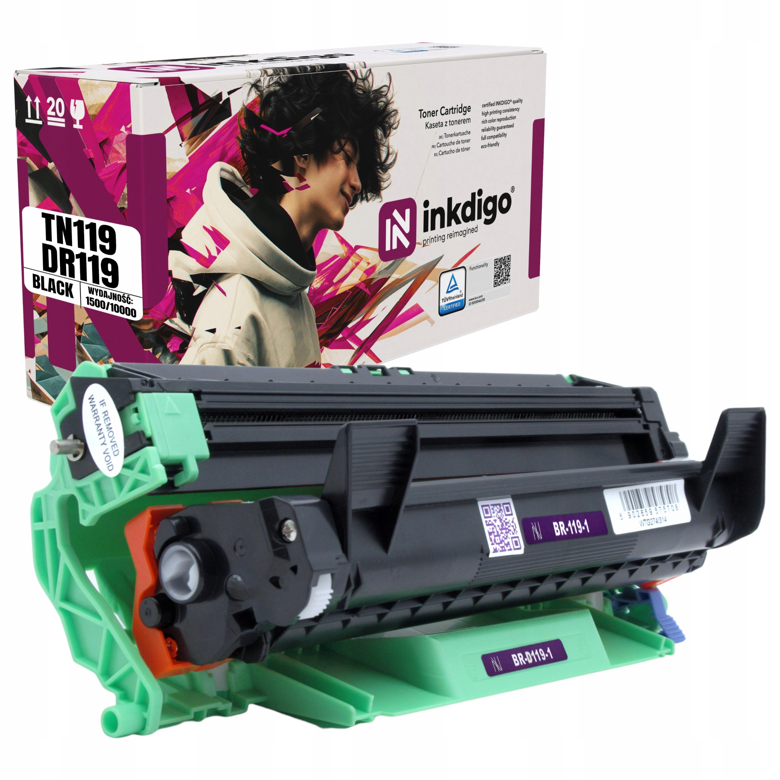 TN119 DR119 Toner+bęben Zamiennik Do Brother DCP-L1630W HL-L1230W HL-L1232W