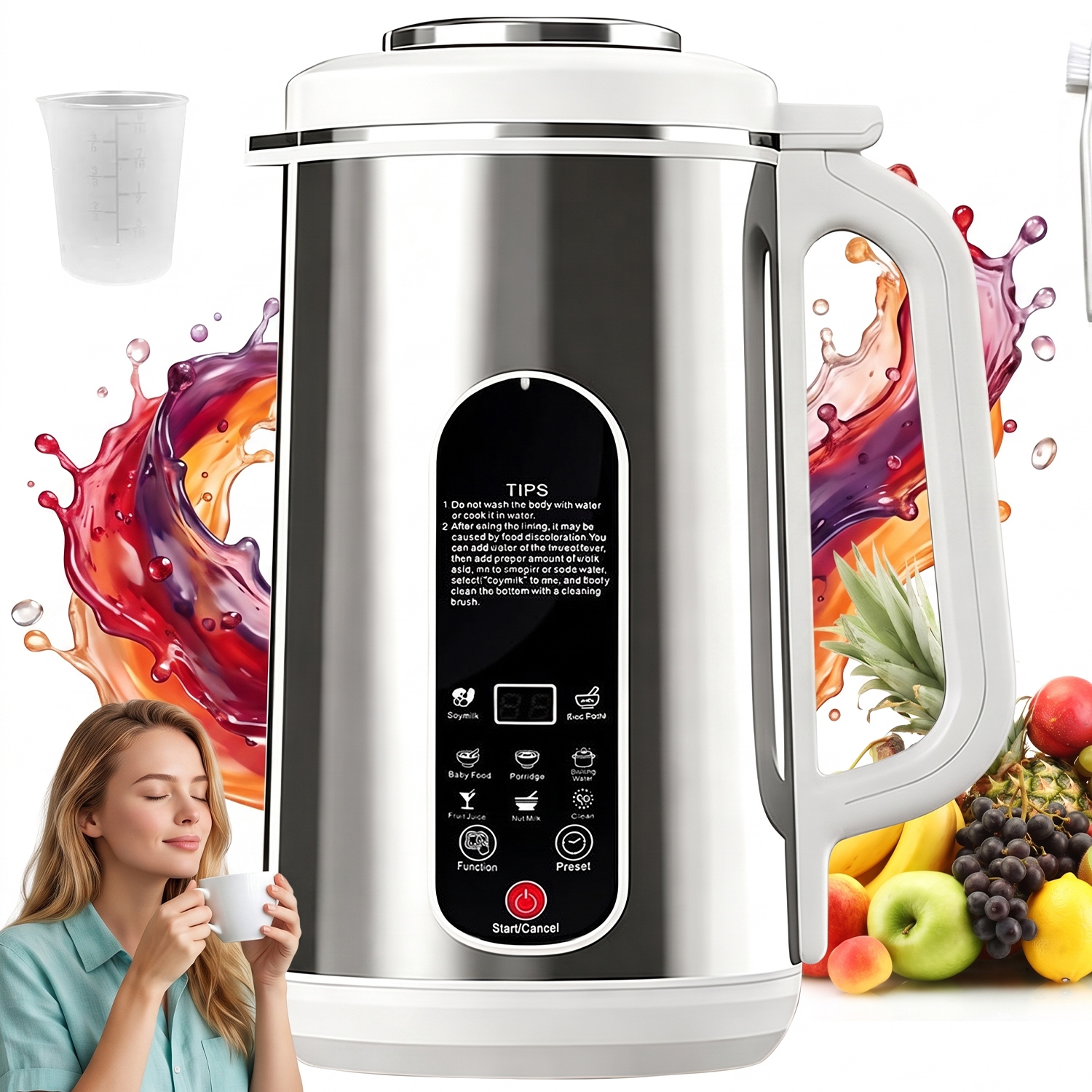Malý Led Kuchyňský Mixér 1200 ML 8V1 Samočištění 800W Pro Sójové Mléko