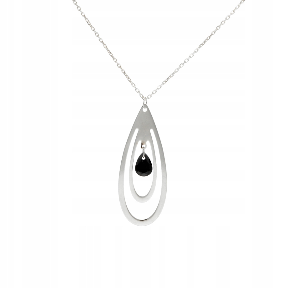 Stříbrný náhrdelník s černou zirkonovou slzou