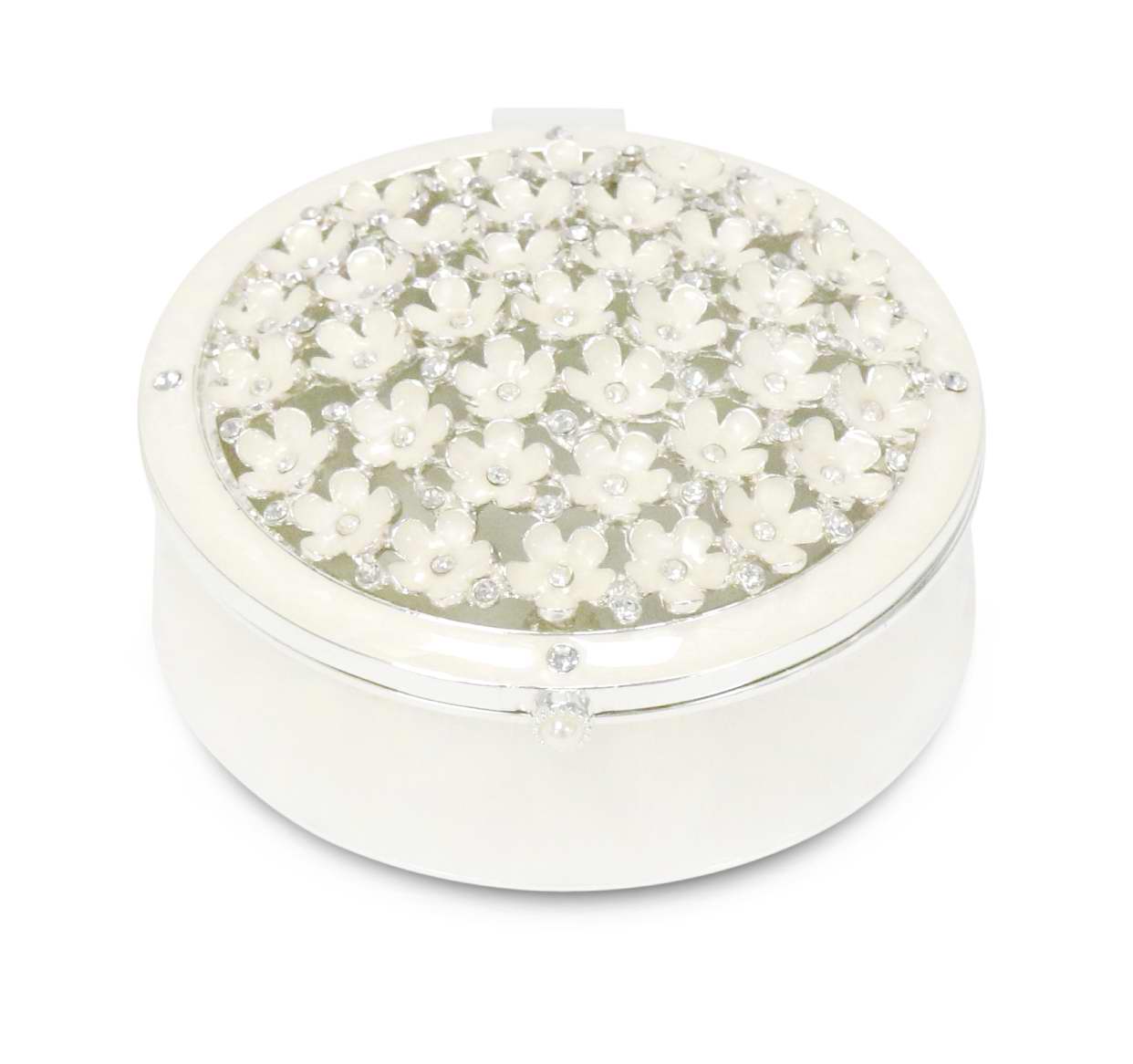 Šperkovnice krabička perleťová stříbrná kytičky Gravírování Bonus