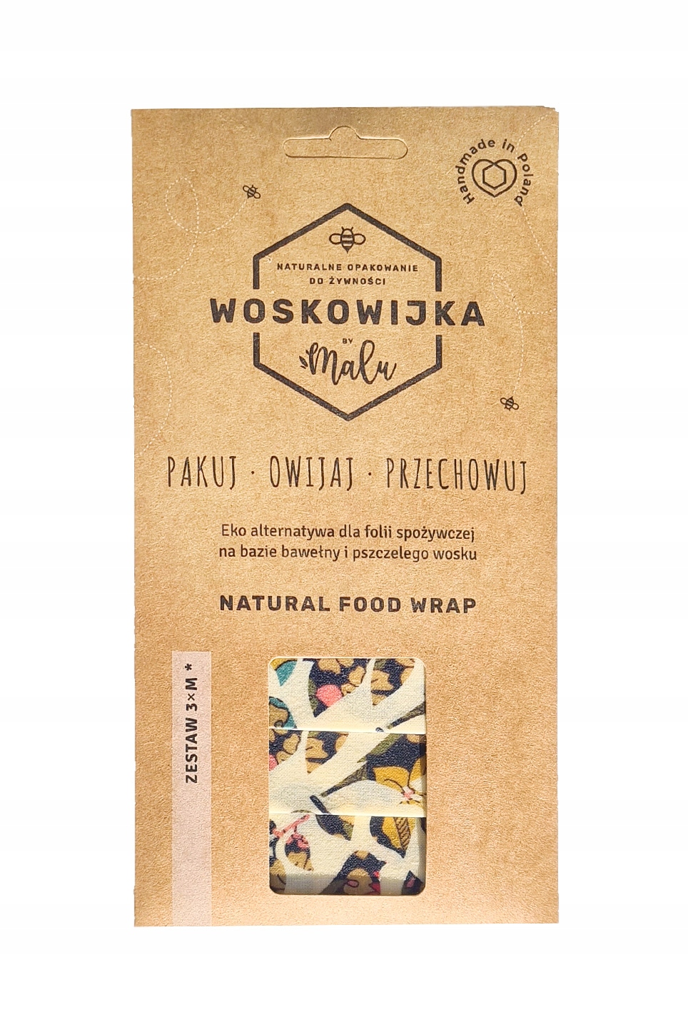 

Woskowijka naturalne opakowanie do żywności, 3 x M