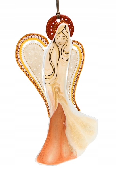 

Aniołek szklany ręcznie malowany Rzeźba wiszący