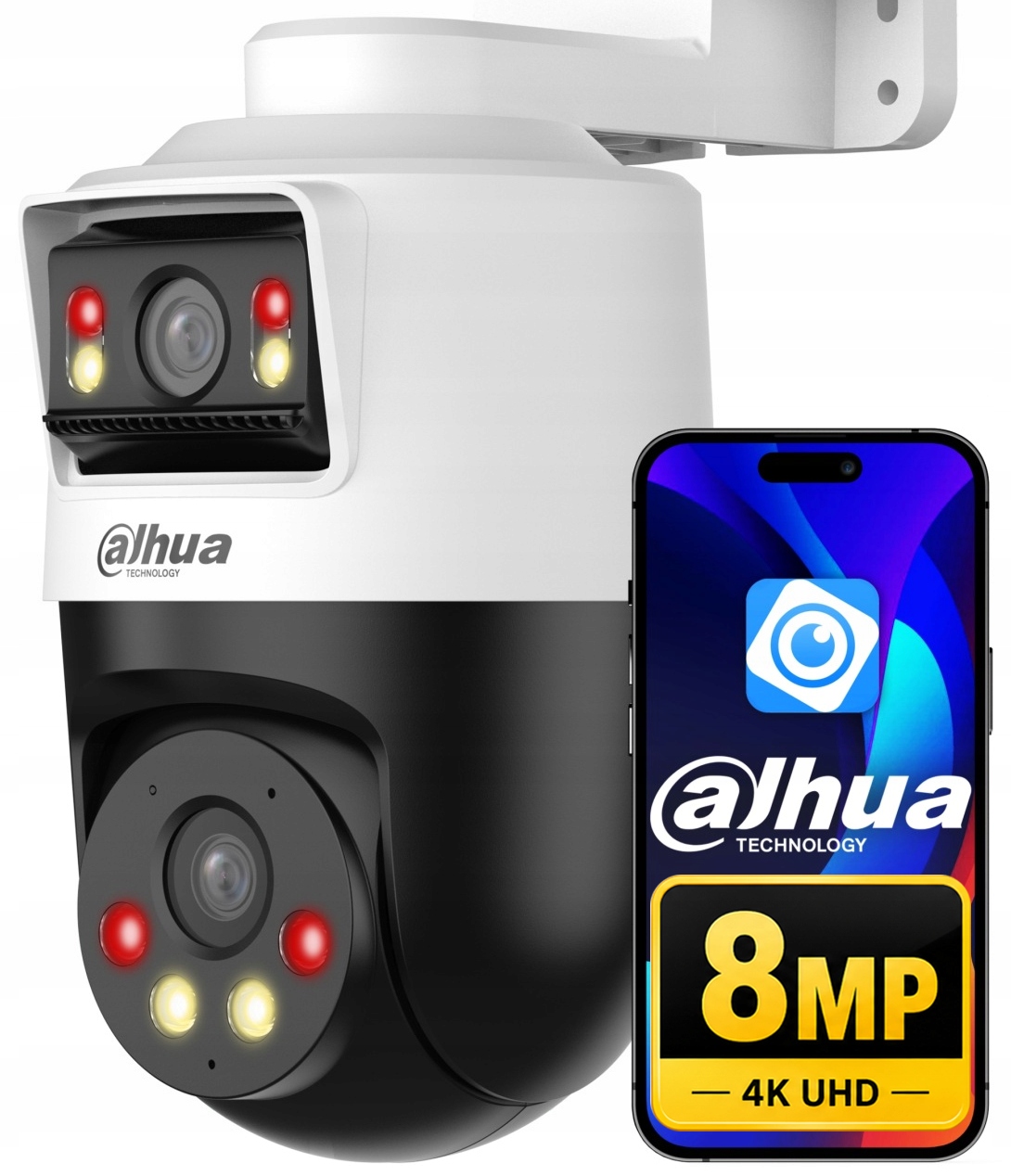 Ip kamera Dahua 8MPx (4MP+4MP) Dual Lens Autotracking PoE Led Ir