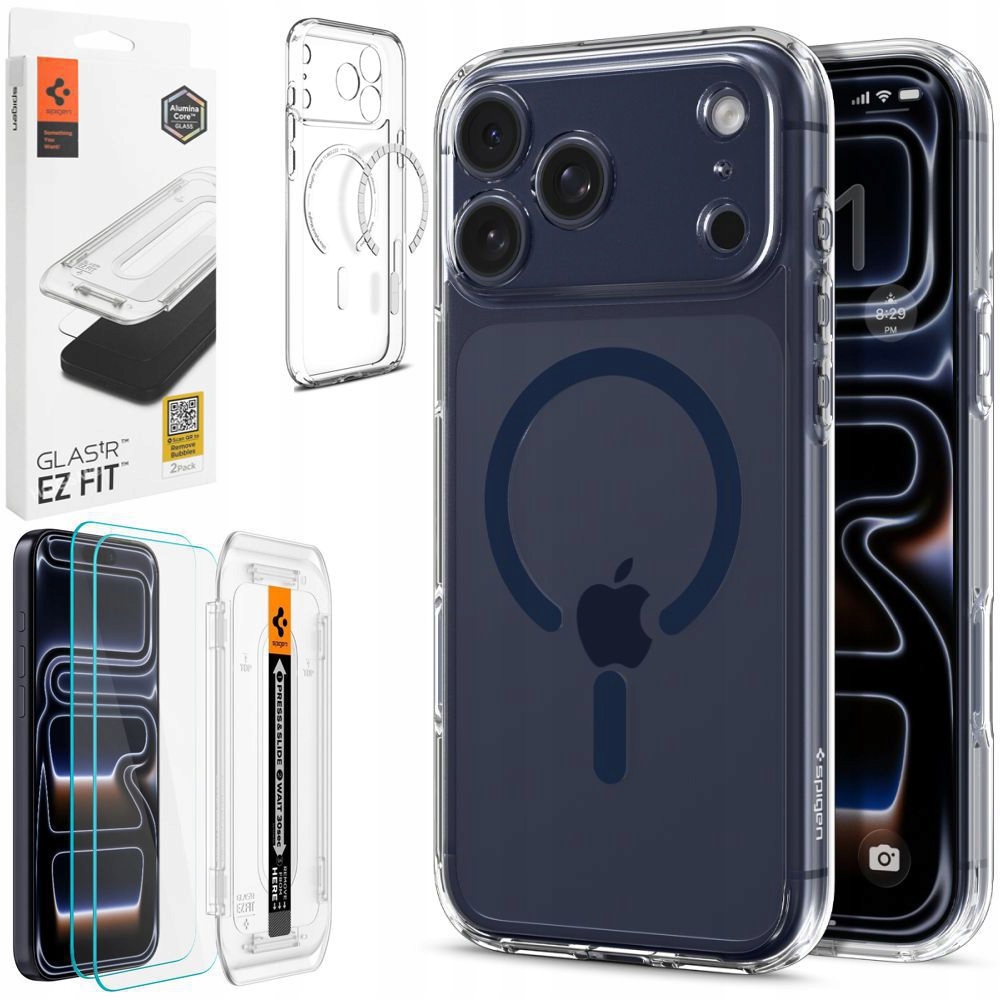 Sada Spigen: Pouzdro Ultra Hybrid MagSafe Blue 2x Sklo pro iPhone 17 Pro