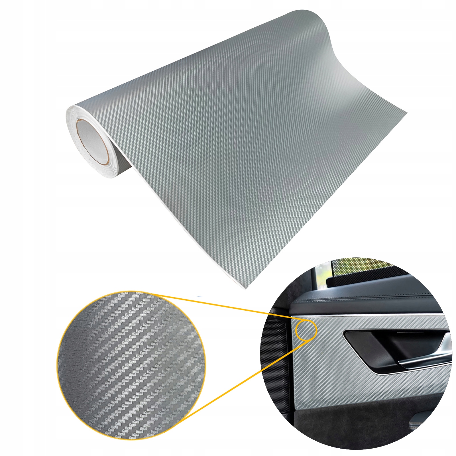 Carbon Silver 3D Fólie Automobilová Tuningová Délka 30 m Změna vzhledu auta