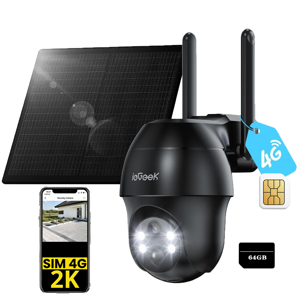 Venkovní solární kamera 3MPX objektivy Sim karta 4G Lte 4XZoom Z 64GB