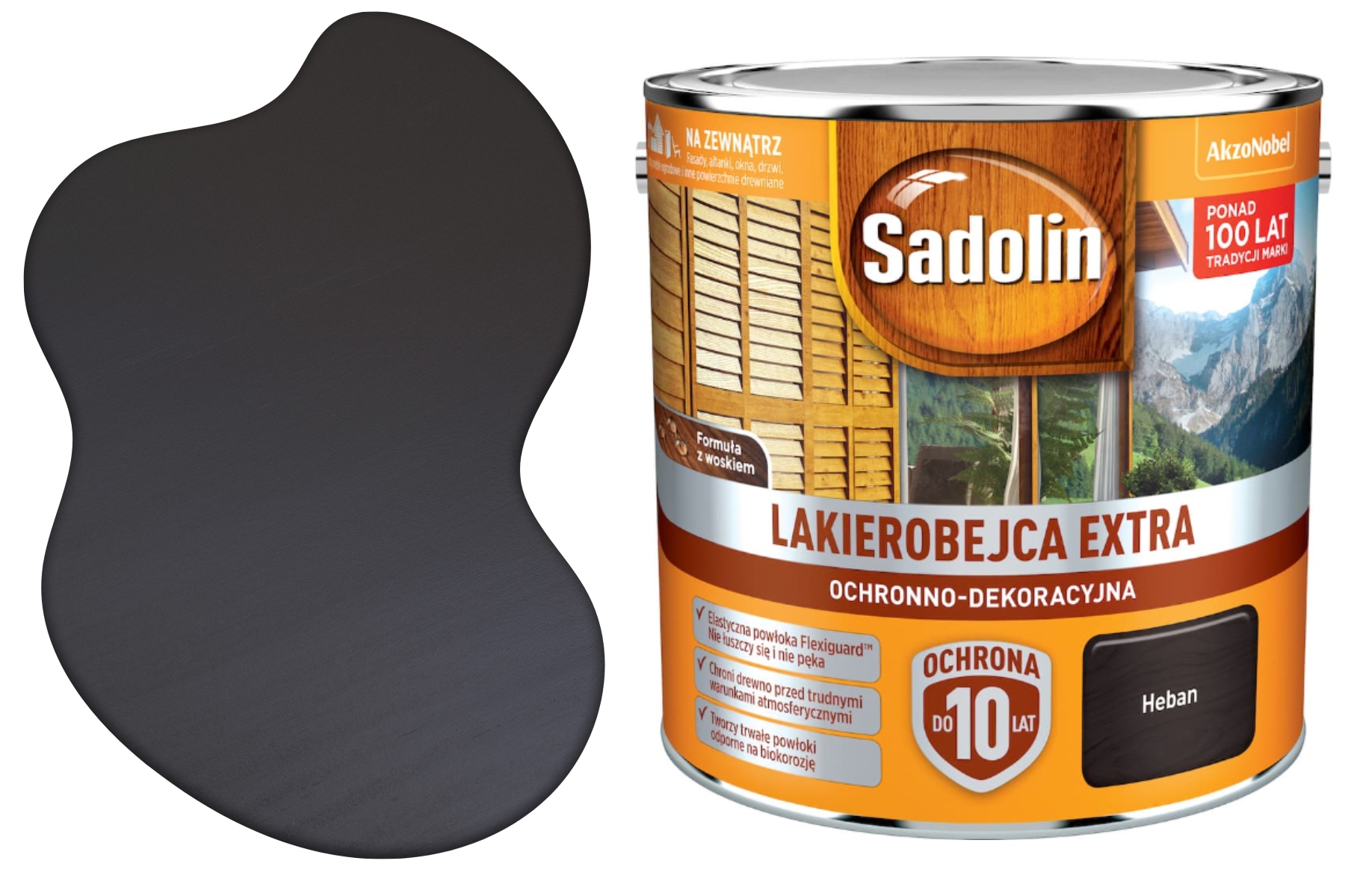 Wydajna Lazura Do Drewna Extra Ochronna Dekoracyjna Heban 2,5L