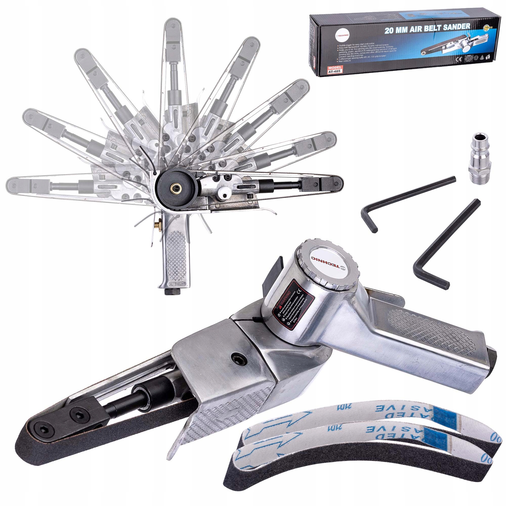 Pneumatická Pásová Brúska 20X520 MM, Brúsenie, Kov, Drevo, Ergo