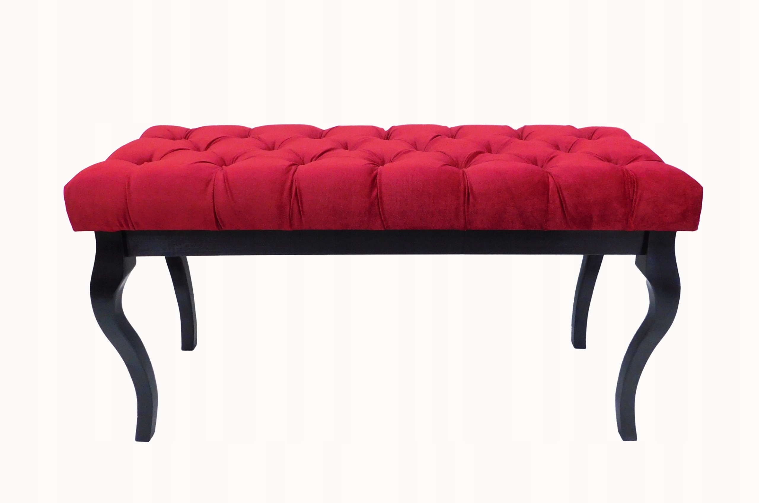 Čalúnená lavica s prešívaním 105 cm, buk lakovaný čiernou farbou, červená farba