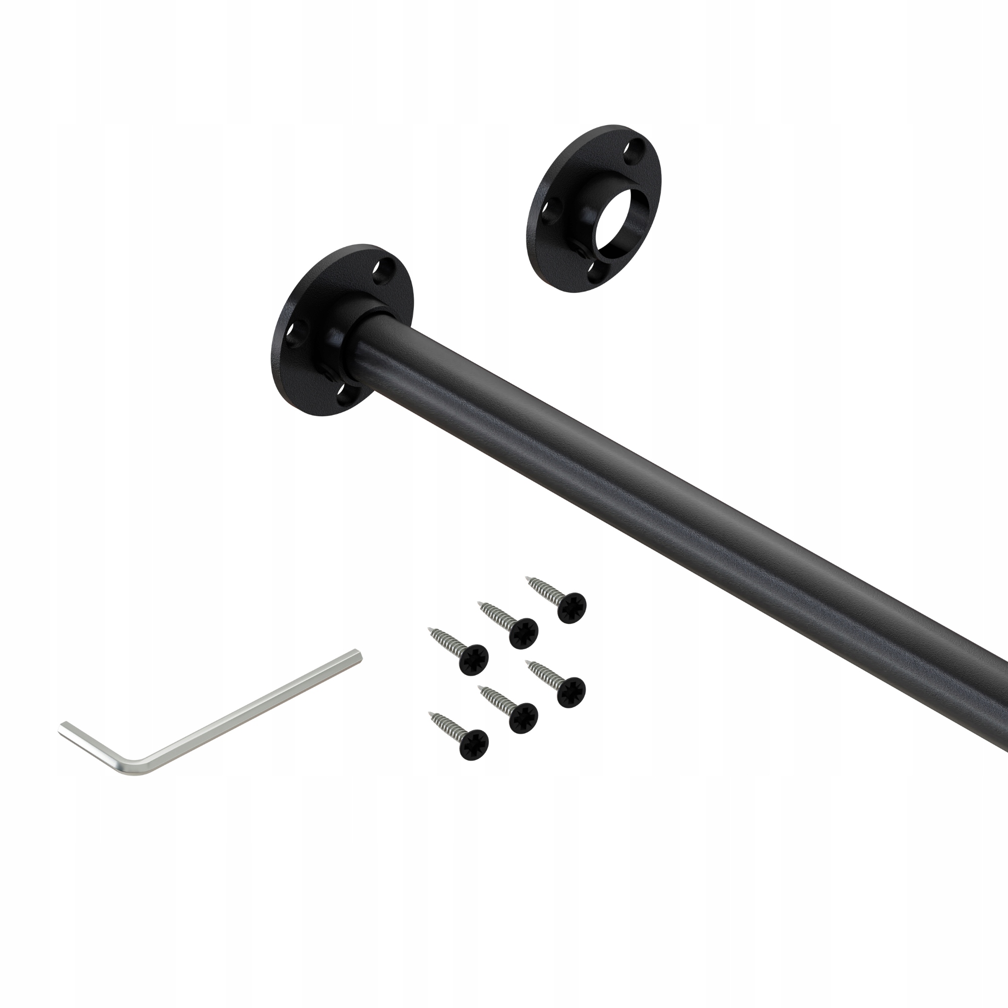 

Czarny drążek do szafy rura fi16mm 50cm struktura