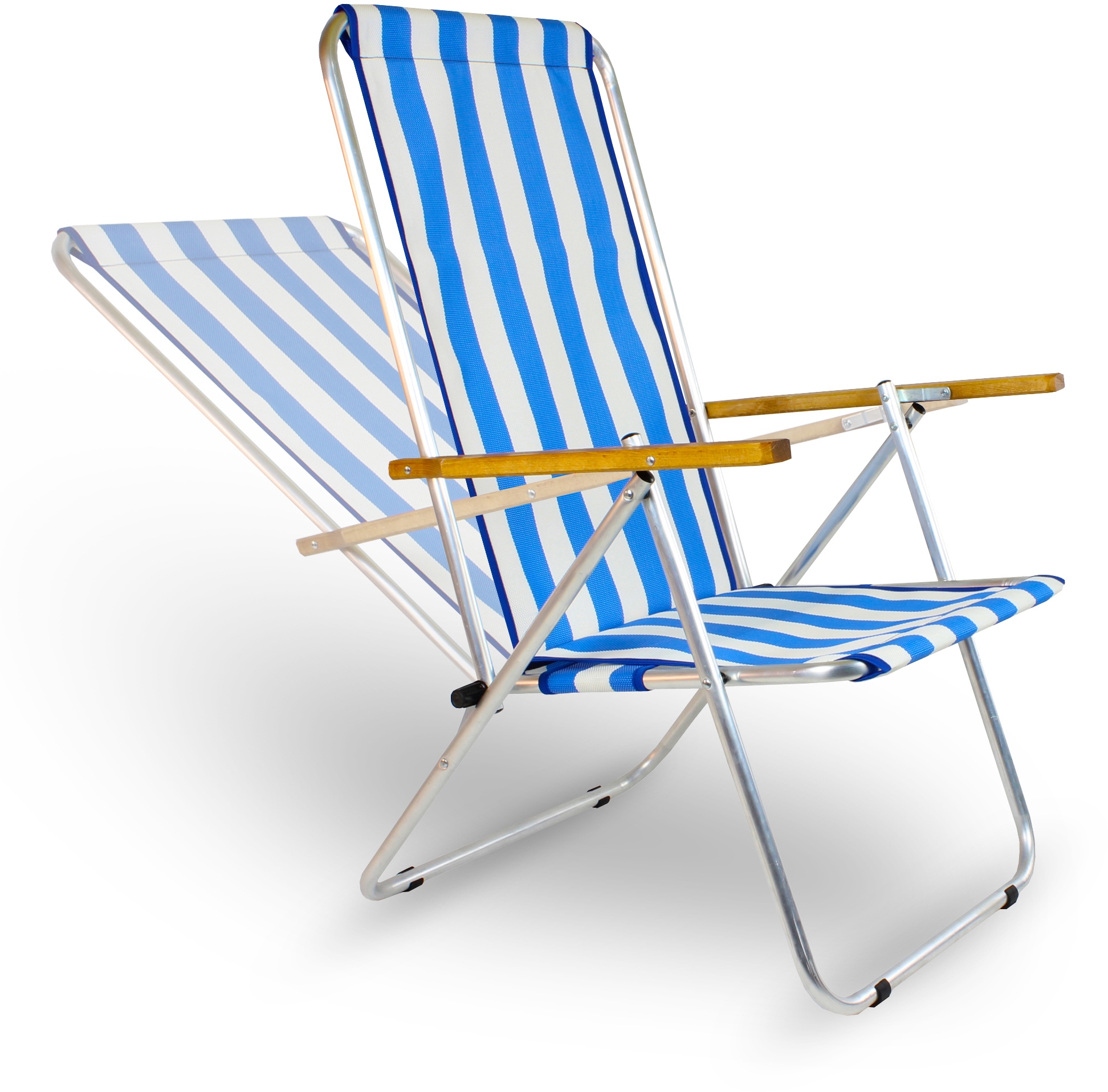Leżak plażowy dwu-pozycyjny krzesło, Max 120 kg, siatka biało-niebieska