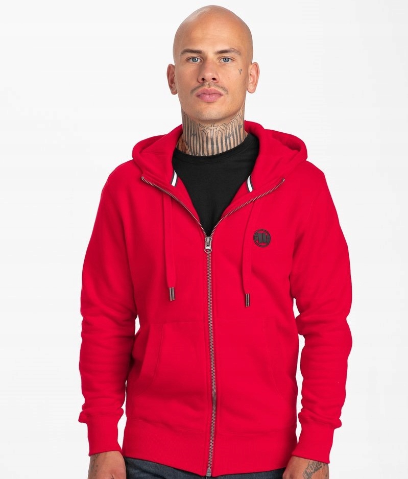 Pit Bull Rozepínací Mikina S Kapucí Small Logo Červená M