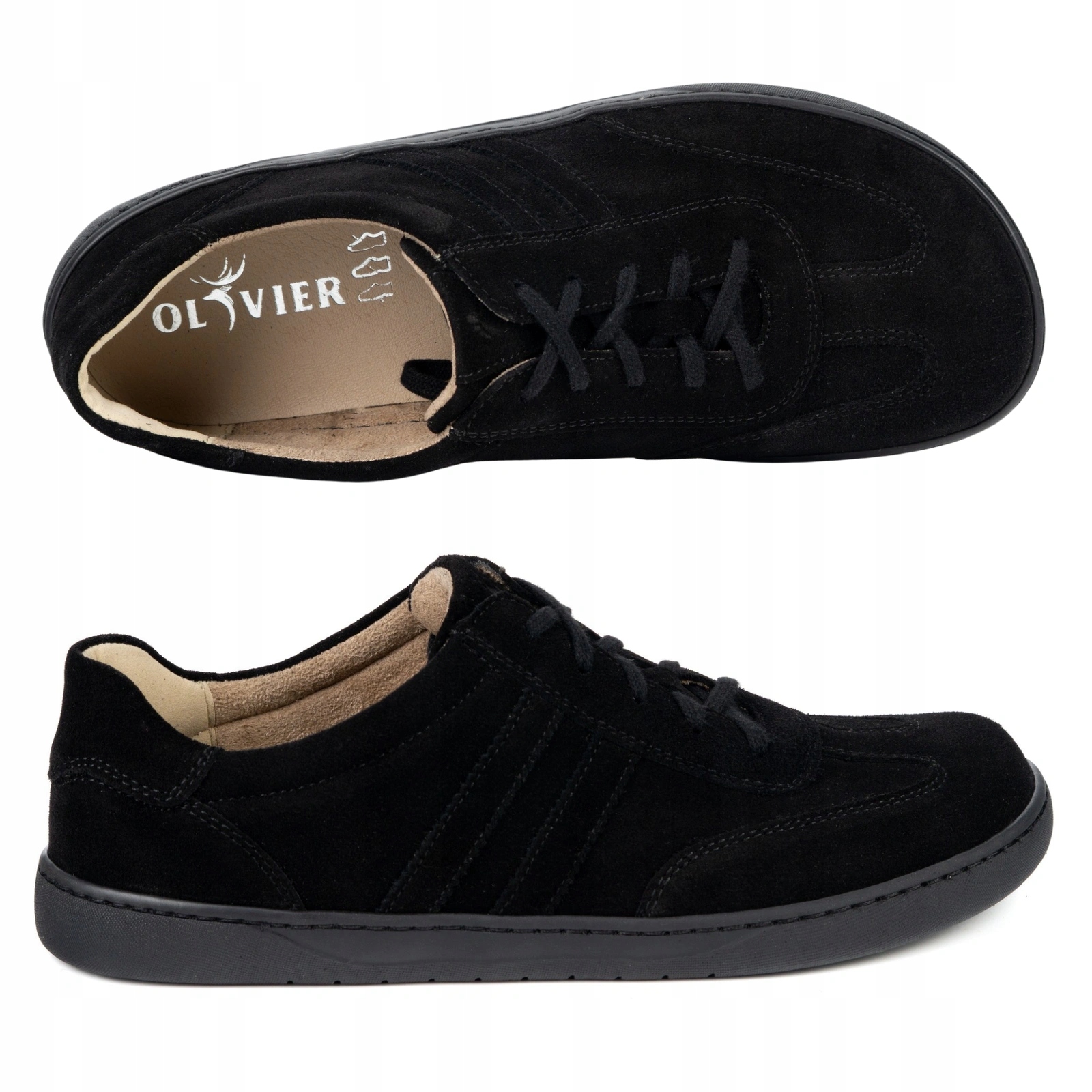 Pánské kožené boty Barefoot šněrovací 1290 černé 40