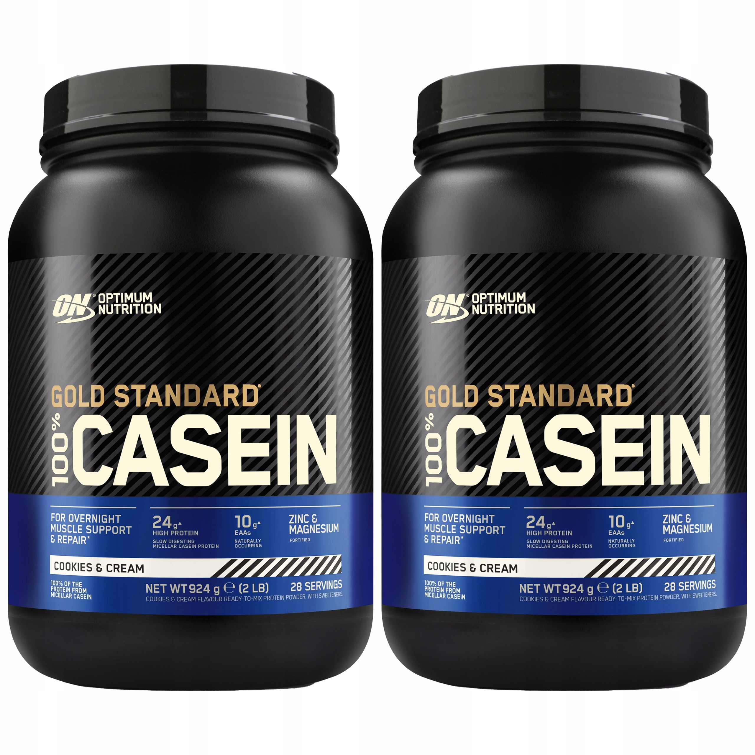 2x Kasein Optimum Nutrition Casein Gold Standard 924g Cookies Cream Noc