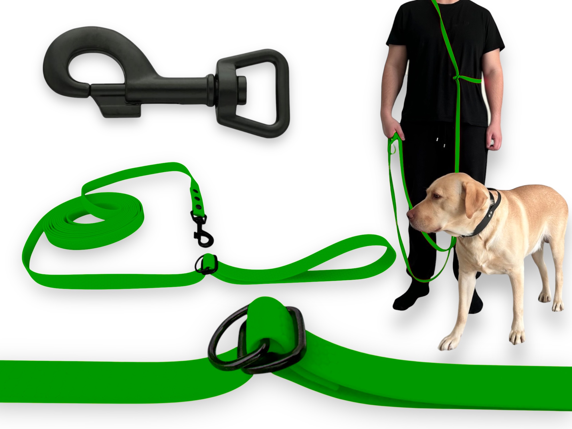 Vodítko Nastavitelná, Přepínatelná, Voděodolná, Měkká, Biothane Pvc| 10M 16MM