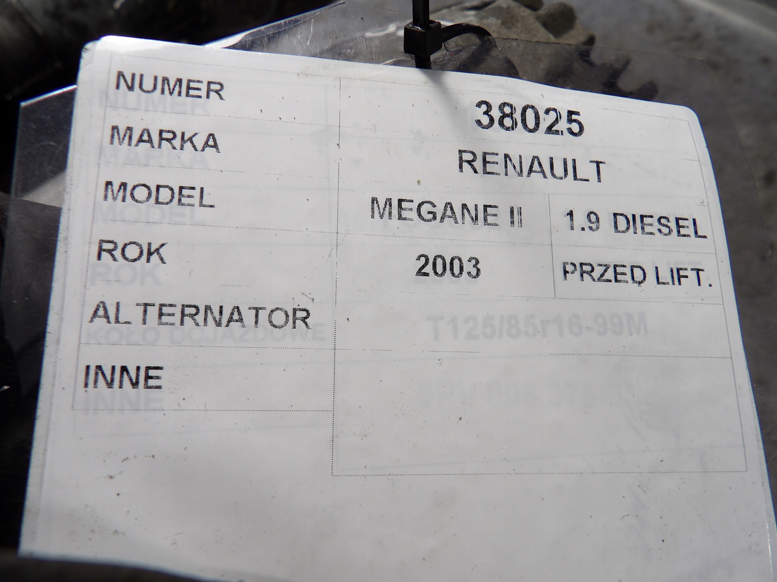 Renault Megane II alternator 1,9D 746097 Valeo