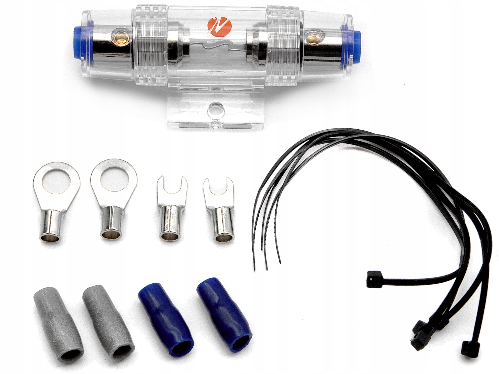 SOLIDNE KABLE PRZEWODY 8mm2 do WZMACNIACZ TUBA SKRZYNIA BASOWA BEZPIECZNIK Długość kabla 5 m