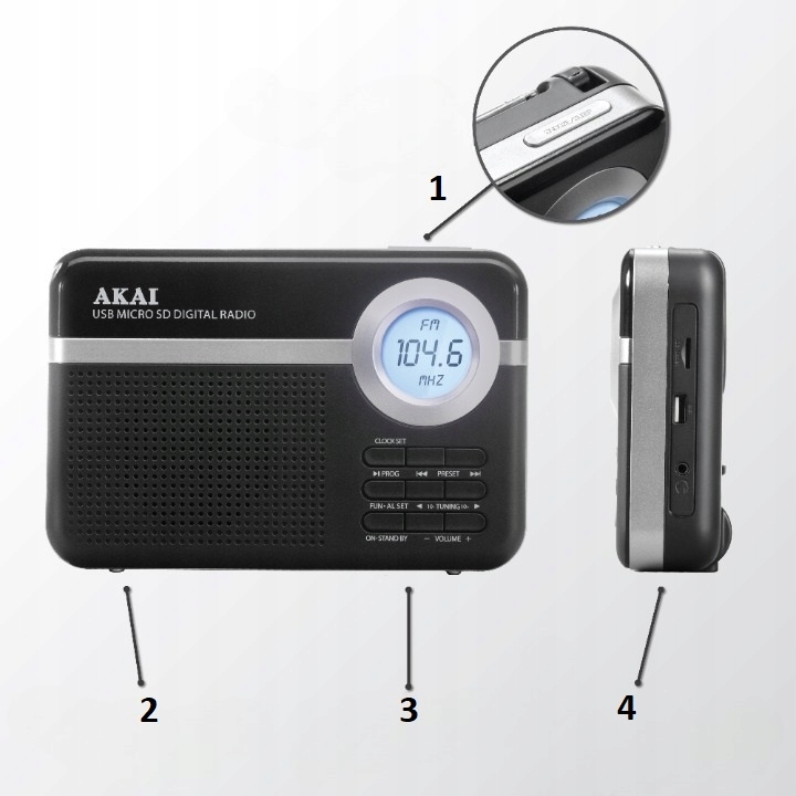 RADIO SIECIOWO-BATERYJNE AKAI PR006A-471U Kod producenta PR006A-471U