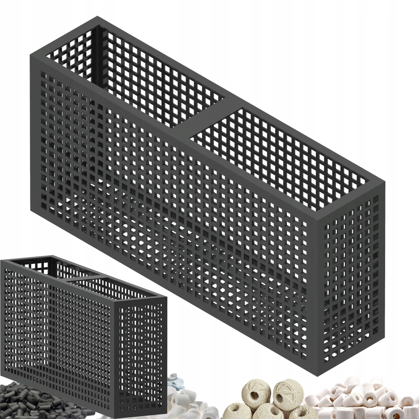 Modulární box na filtrační média 42,5x10x20 cm Koš na filtr do akvária
