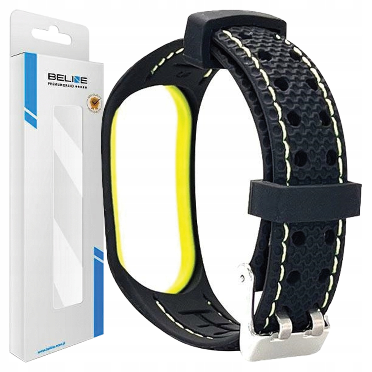 Beline Pasek Do MI Band 3 4 Sportowy Czarno-limonkowy Zintegralne Zapięcie