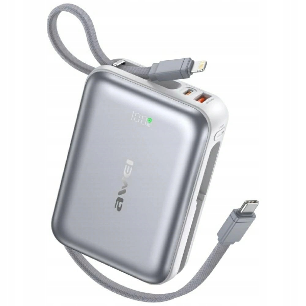 Powerbanka Awei C03 20000mAh 45W Usb-a Usb-c Lightning stříbrná