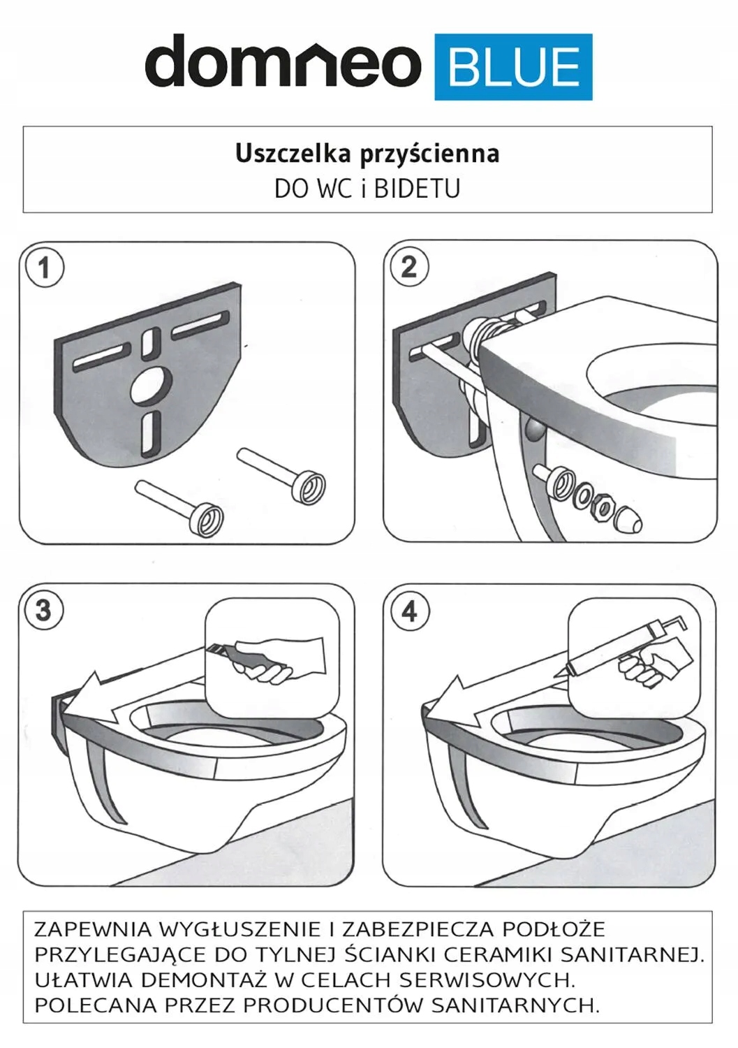 USZCZELKA PRZYŚCIENNA Domneo Blue do WC i bidetu USZCZWC_D Linia BLUE