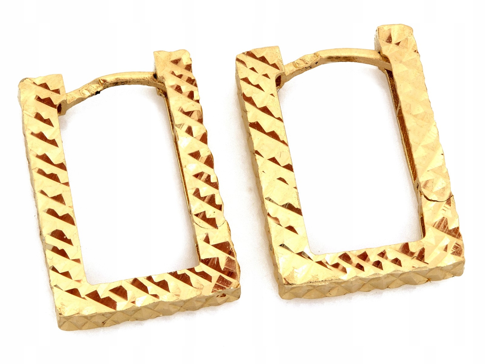 Náušnice zlaté 585 anglické obdélníkové lesklé, váha 2.36 g jako dárek