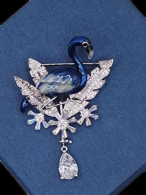Luxusní Brož Přívěsek Pták Plameňák Stříbrný Rhodiovaný Krabička Jako Dárek